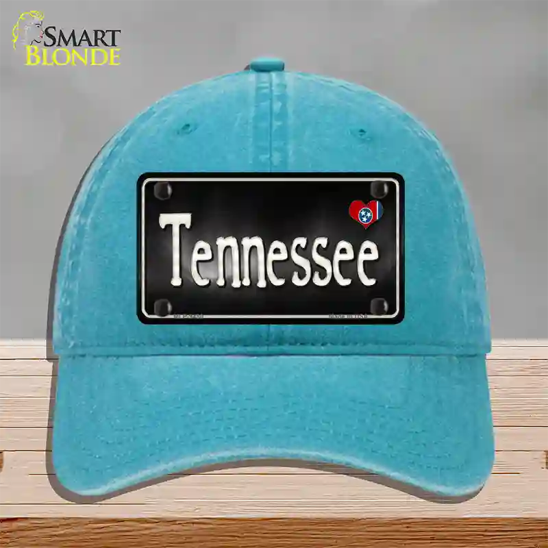 Tennessee Flag Script Novelty License Plate Hat Unconstructed Cotton / Lake Blue