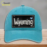 Wyoming Flag Script Novelty License Plate Hat Unconstructed Cotton / Lake Blue