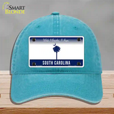 South Carolina I Breathe Blank Novelty License Plate Hat Unconstructed Cotton / Lake Blue