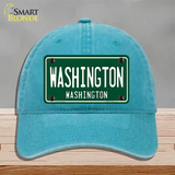 Washington Vintage Green Novelty License Plate Hat Unconstructed Cotton / Lake Blue