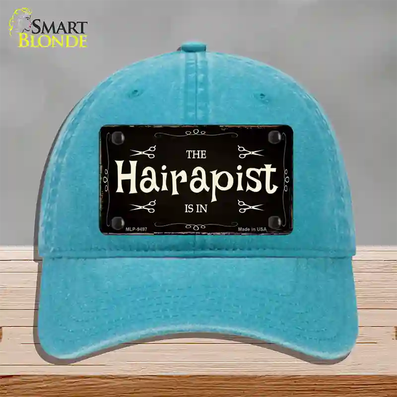 Hairapist Novelty License Plate Hat Unconstructed Cotton / Lake Blue