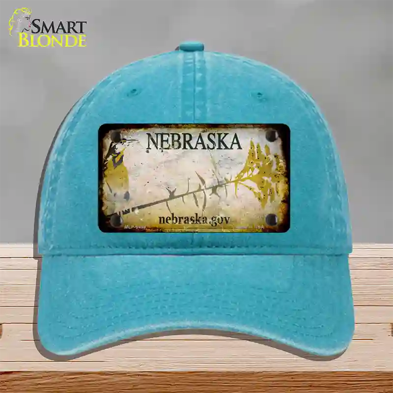 Nebraska Gov Rusty Blank Novelty License Plate Hat Unconstructed Cotton / Lake Blue