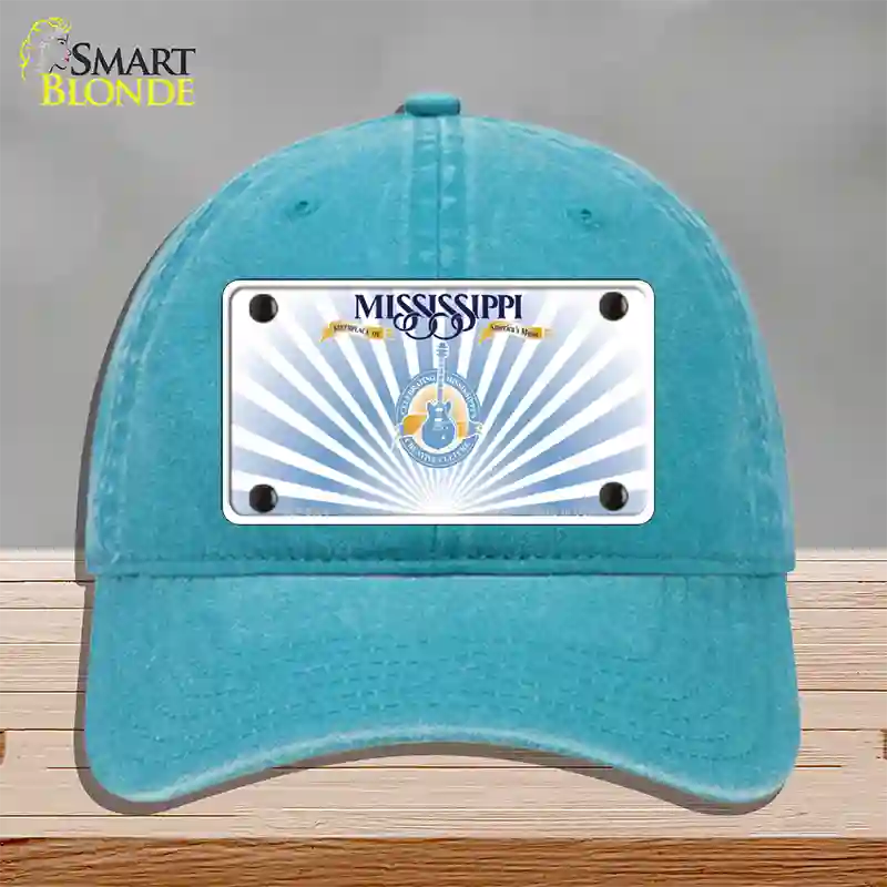 Mississippi Creative Culture Blank Novelty License Plate Hat Unconstructed Cotton / Lake Blue