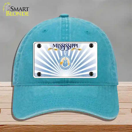 Mississippi Creative Culture Blank Novelty License Plate Hat Unconstructed Cotton / Lake Blue