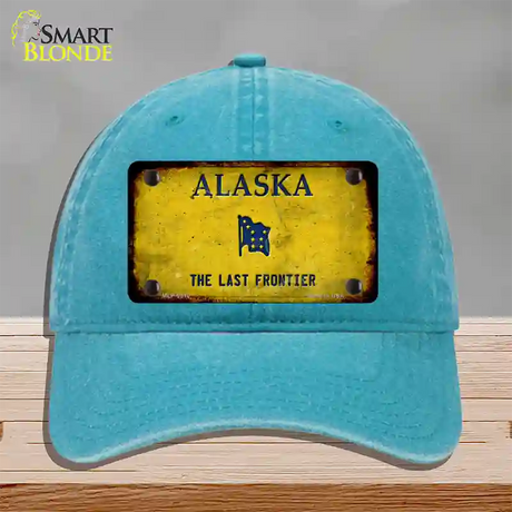 Alaska State Blank Novelty License Plate Hat Unconstructed Cotton / Lake Blue / Alaska Frontier (9509):https | Rusty | Yes