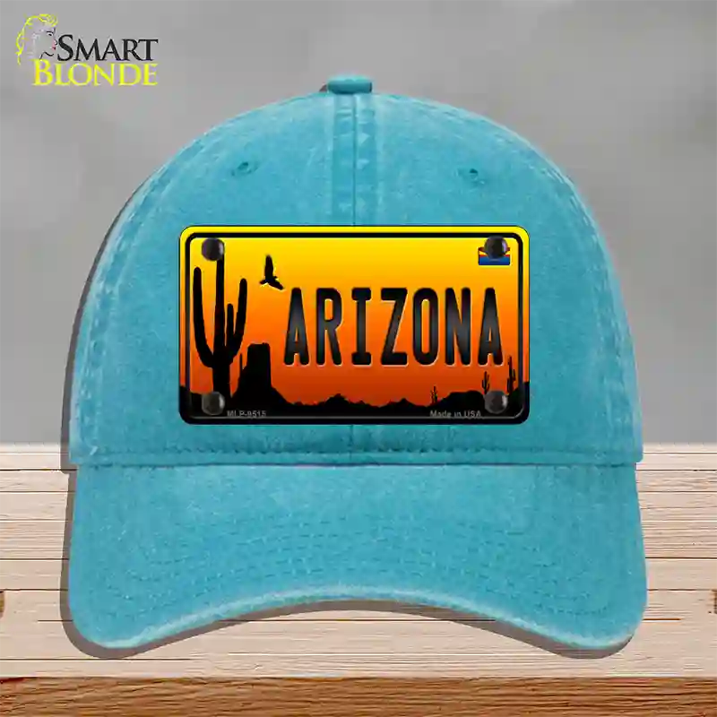 Arizona Scenic Novelty License Plate Hat Unconstructed Cotton / Lake Blue