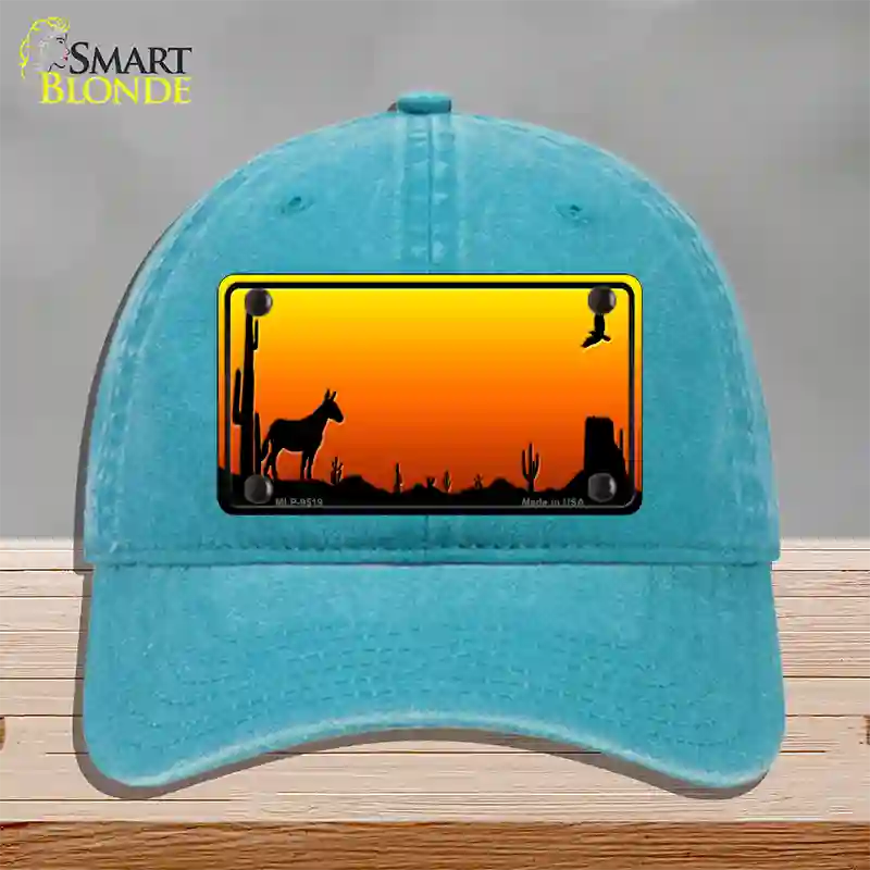 Donkey Blank Scenic Novelty License Plate Hat Unconstructed Cotton / Lake Blue