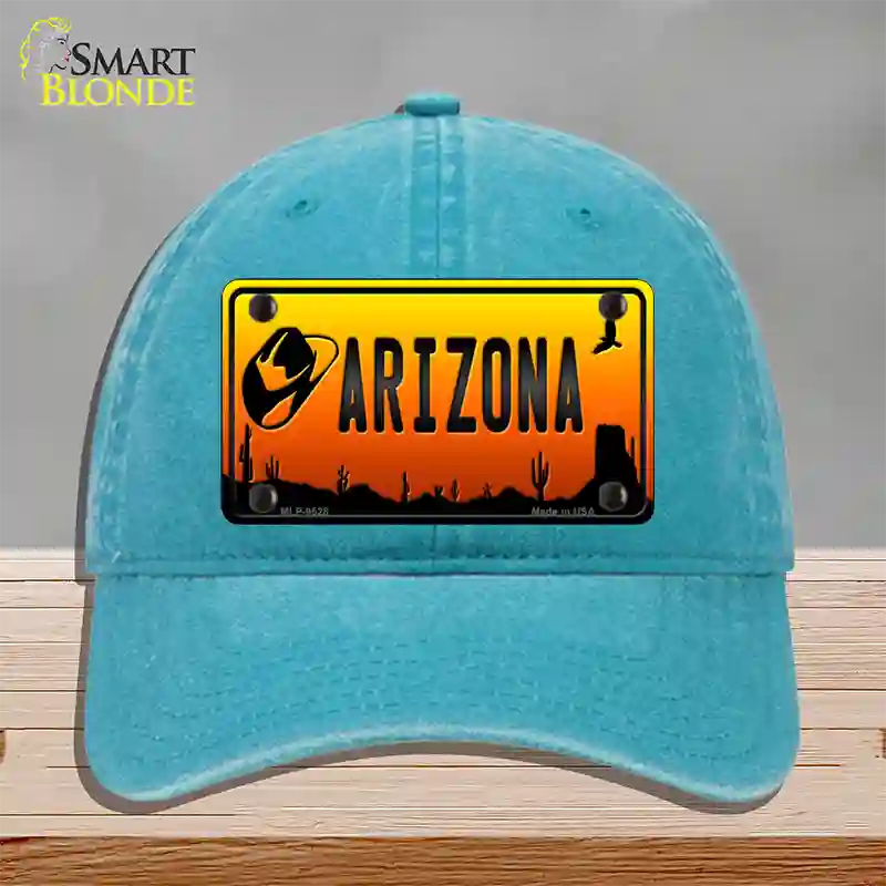 Cowboy Hat Arizona Scenic Novelty License Plate Hat Unconstructed Cotton / Lake Blue