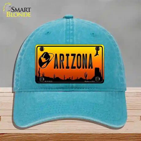 Cowboy Hat Arizona Scenic Novelty License Plate Hat Unconstructed Cotton / Lake Blue