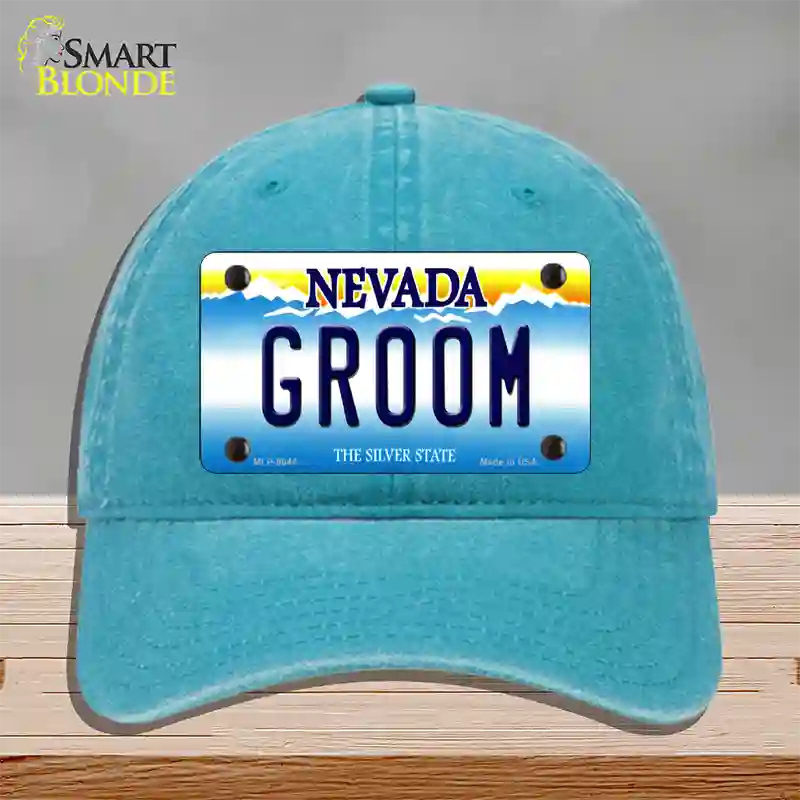 Groom Nevada Novelty License Plate Hat Unconstructed Cotton / Lake Blue