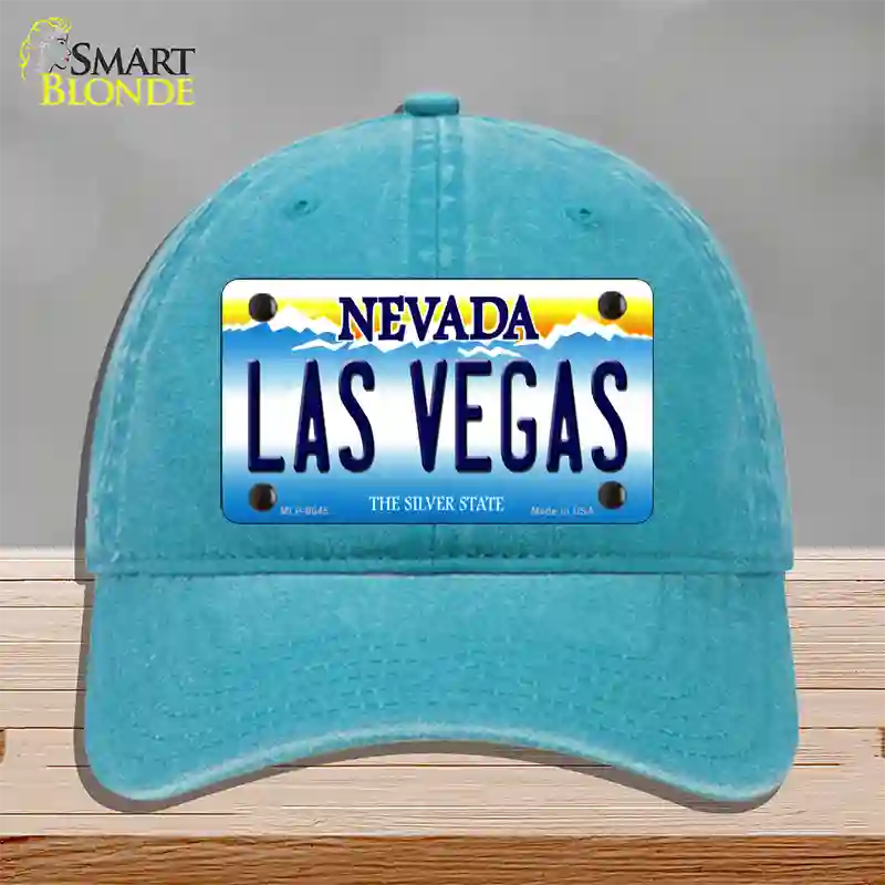 Las Vegas Nevada Novelty License Plate Hat Unconstructed Cotton / Lake Blue