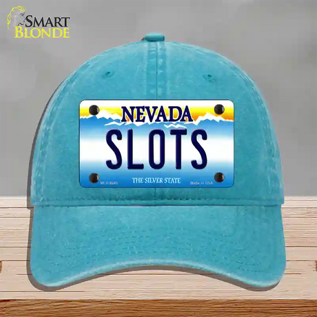 Slots Nevada Novelty License Plate Hat Unconstructed Cotton / Lake Blue