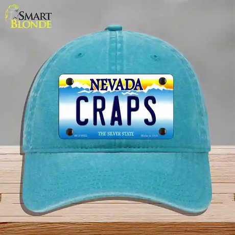 Craps Nevada Novelty License Plate Hat Unconstructed Cotton / Lake Blue