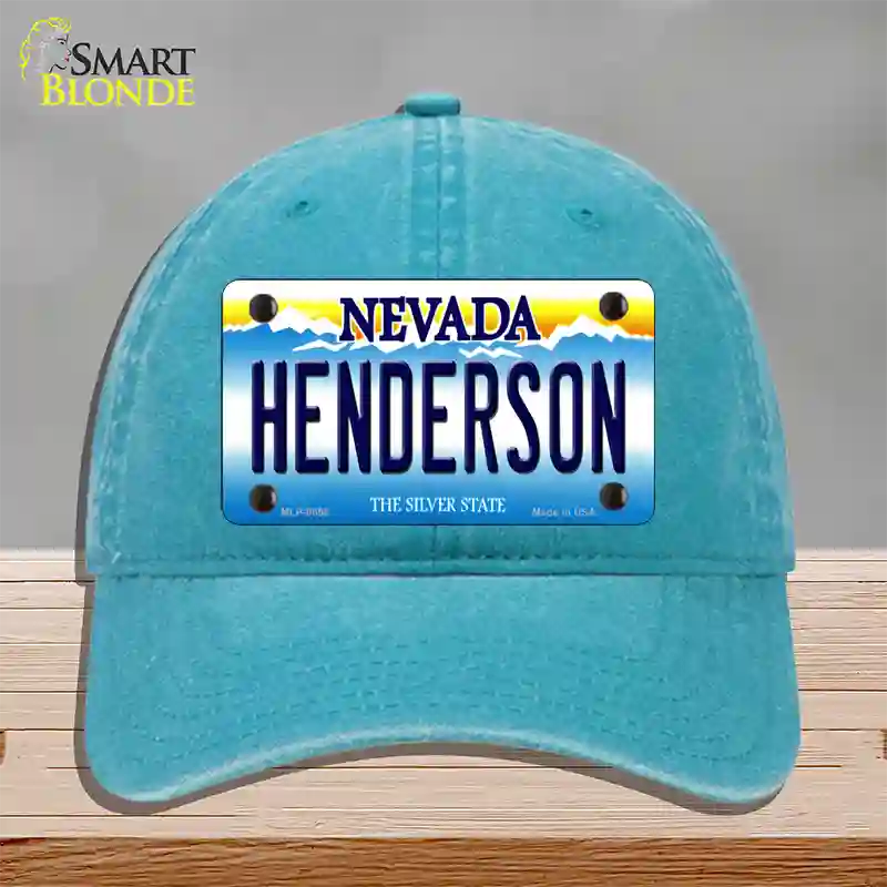 Henderson Nevada Novelty License Plate Hat Unconstructed Cotton / Lake Blue