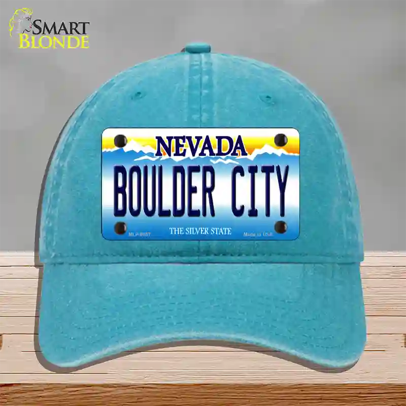 Boulder City Nevada Novelty License Plate Hat Unconstructed Cotton / Lake Blue