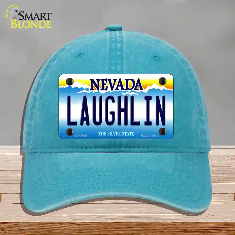 Laughlin Nevada Novelty License Plate Hat Unconstructed Cotton / Lake Blue