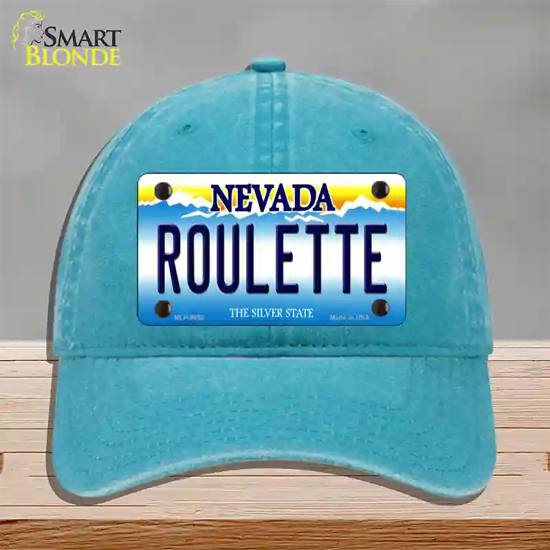 Roulette Nevada Novelty License Plate Hat Unconstructed Cotton / Lake Blue