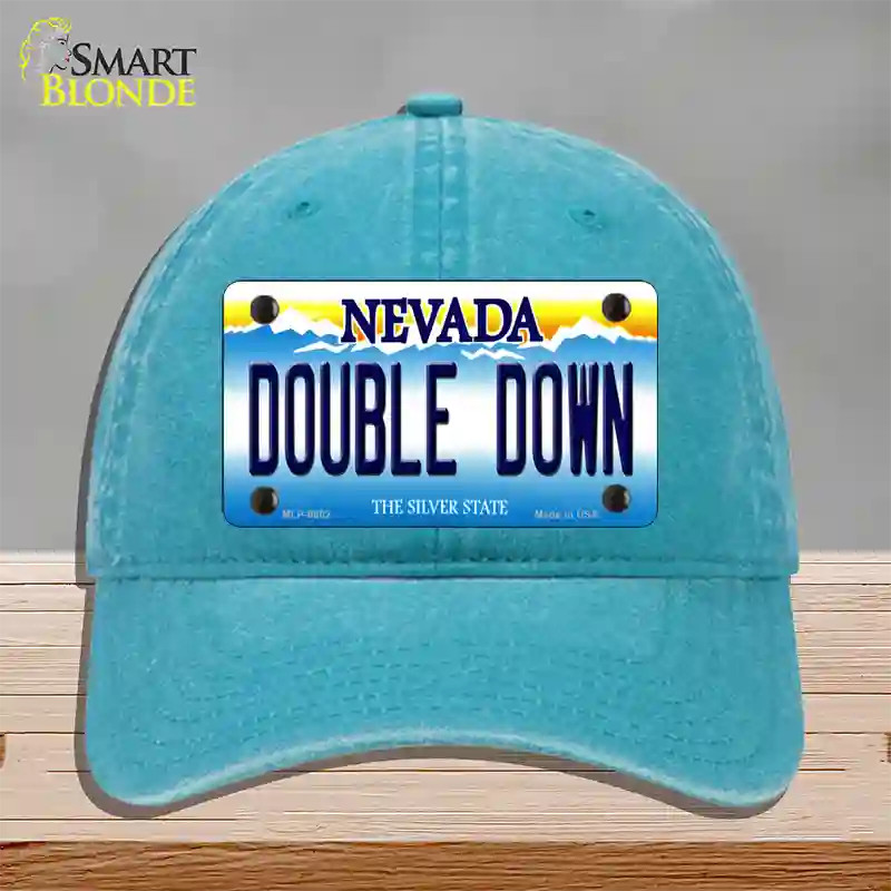 Double Down Nevada Novelty License Plate Hat Unconstructed Cotton / Lake Blue