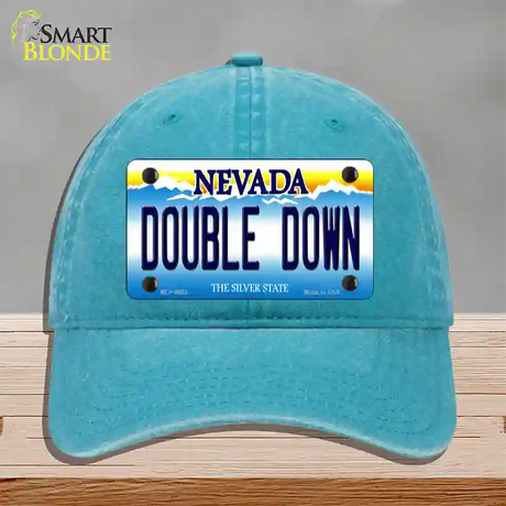 Double Down Nevada Novelty License Plate Hat Unconstructed Cotton / Lake Blue