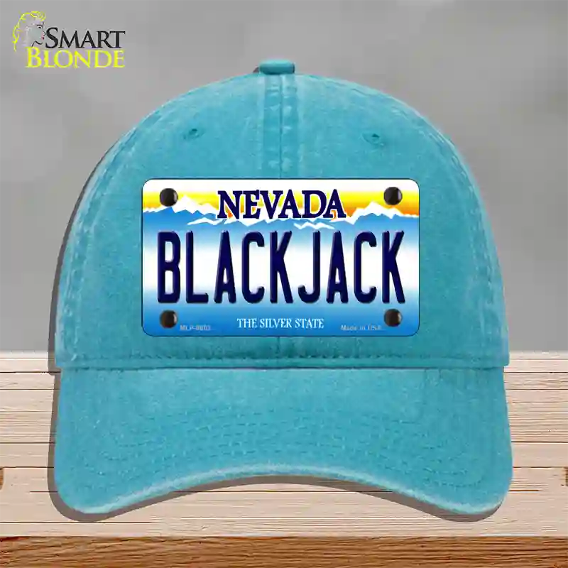 Black Jack Nevada Novelty License Plate Hat Unconstructed Cotton / Lake Blue