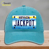 Jack Pot Nevada Novelty License Plate Hat Unconstructed Cotton / Lake Blue