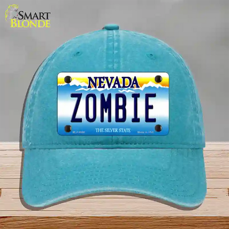 Zombie Nevada Novelty License Plate Hat Unconstructed Cotton / Lake Blue