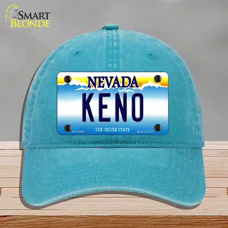 Keno Nevada Novelty License Plate Hat Unconstructed Cotton / Lake Blue