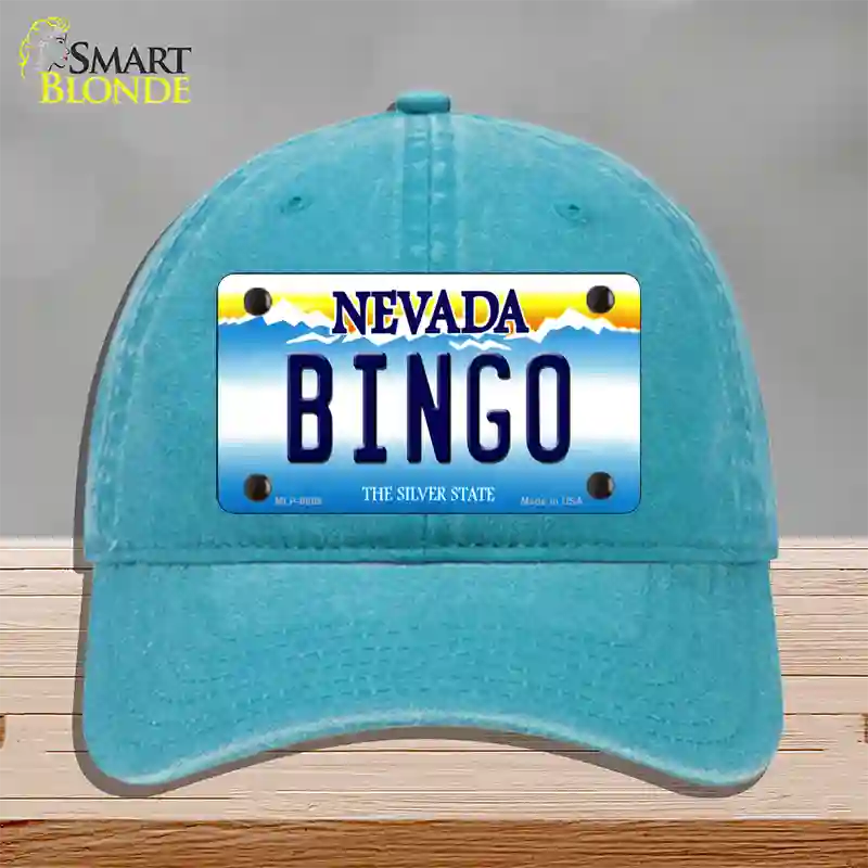 Bingo Nevada Novelty License Plate Hat Unconstructed Cotton / Lake Blue