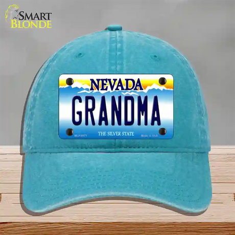 Grandma Nevada Novelty License Plate Hat Unconstructed Cotton / Lake Blue