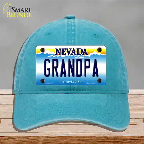 Grandpa Nevada Novelty License Plate Hat Unconstructed Cotton / Lake Blue