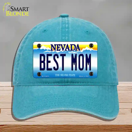 Best Mom Nevada Novelty License Plate Hat Unconstructed Cotton / Lake Blue