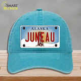 Juneau Alaska State Novelty License Plate Hat Unconstructed Cotton / Lake Blue