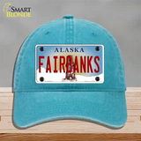 Fairbanks Alaska State Novelty License Plate Hat Unconstructed Cotton / Lake Blue