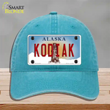 Kodiak Alaska State Novelty License Plate Hat Unconstructed Cotton / Lake Blue