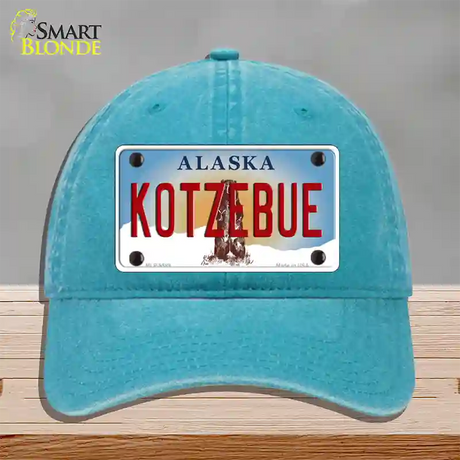 Kotzebue Alaska State Novelty License Plate Hat Unconstructed Cotton / Lake Blue