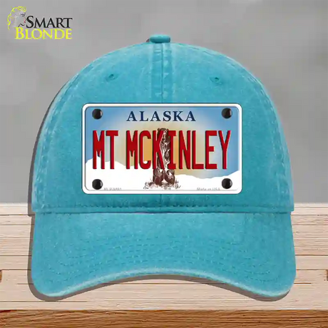 Mt McKinley Alaska State Novelty License Plate Hat Unconstructed Cotton / Lake Blue