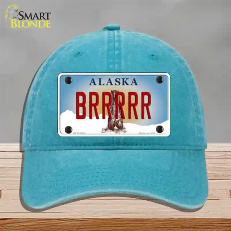 Brrrrr Alaska State Novelty License Plate Hat Unconstructed Cotton / Lake Blue