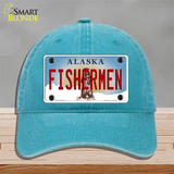 Fishermen Alaska State Novelty License Plate Hat Unconstructed Cotton / Lake Blue