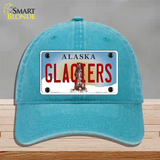 Glaciers Alaska State Novelty License Plate Hat Unconstructed Cotton / Lake Blue