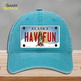 Hav Fun Alaska State Novelty License Plate Hat Unconstructed Cotton / Lake Blue