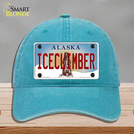 Ice Climber Alaska State Novelty License Plate Hat Unconstructed Cotton / Lake Blue