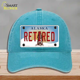 Retired Alaska State Novelty License Plate Hat Unconstructed Cotton / Lake Blue