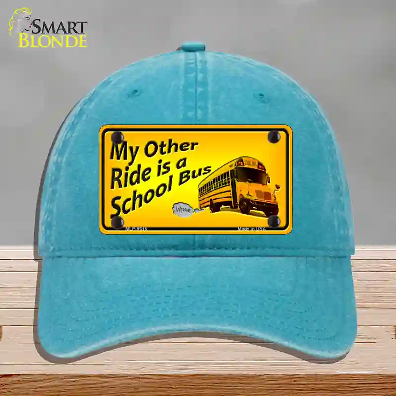 My Other Ride Novelty License Plate Hat Unconstructed Cotton / Lake Blue