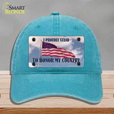 Proudly Stand Novelty License Plate Hat Unconstructed Cotton / Lake Blue