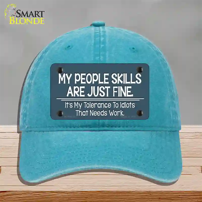 My People Skills Novelty License Plate Hat Unconstructed Cotton / Lake Blue