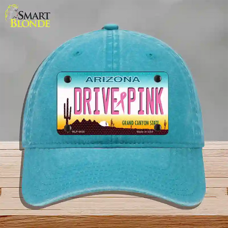 Drive Pink Arizona Novelty License Plate Hat Unconstructed Cotton / Lake Blue