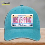 Drive Pink Alabama Novelty License Plate Hat Unconstructed Cotton / Lake Blue