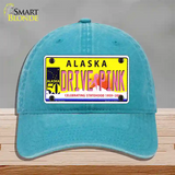 Drive Pink Alaska Novelty License Plate Hat Unconstructed Cotton / Lake Blue