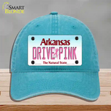 Drive Pink Arkansas Novelty License Plate Hat Unconstructed Cotton / Lake Blue