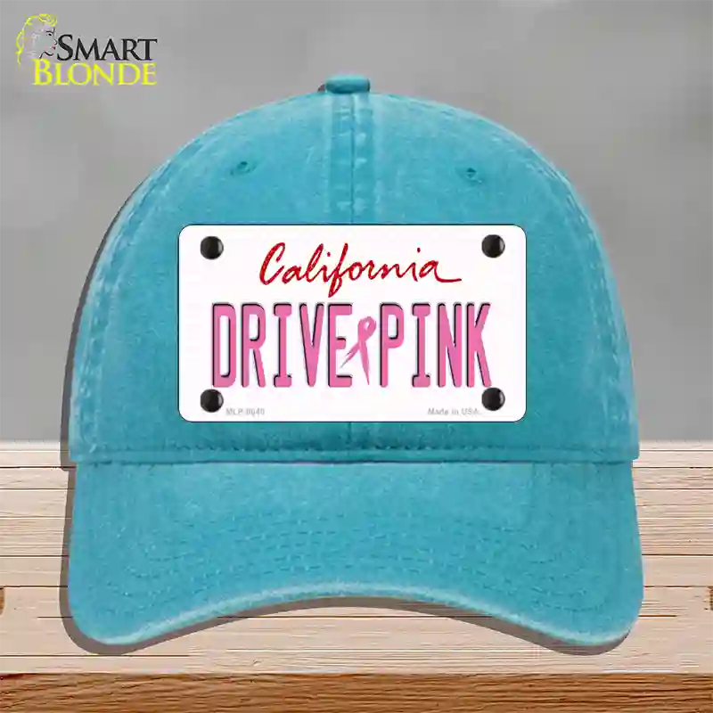 Drive Pink California Novelty License Plate Hat Unconstructed Cotton / Lake Blue